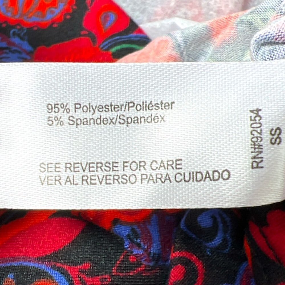 By Design Womens Red Floral Print Turtleneck Long Sleeve Jersey Top Sz M New - Picture 7 of 9
